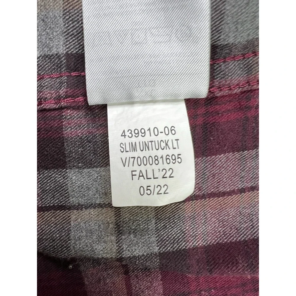 Banana Republic Shirt Mens 2XL‎ Red Gray Plaid Slim Untucked Fit Fall 2022